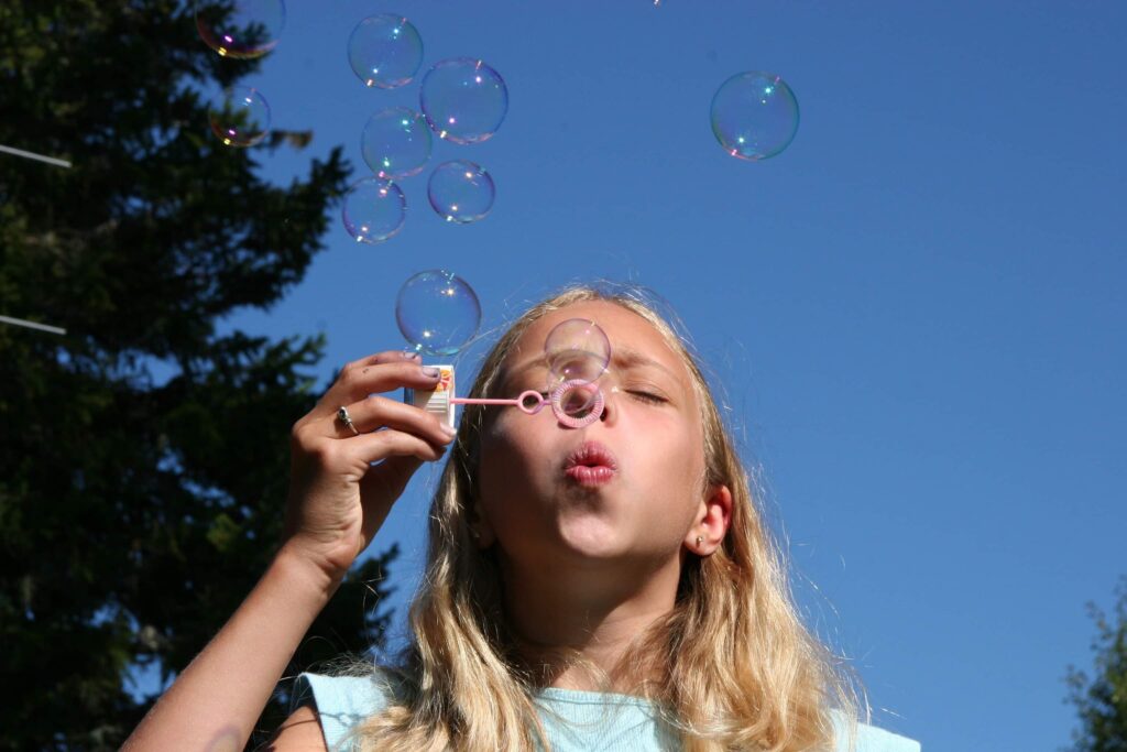 blowing bubbles